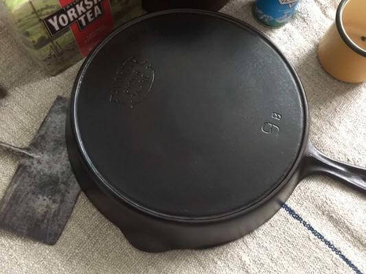 Favorite Piqua Ware cast iron skillet on a table