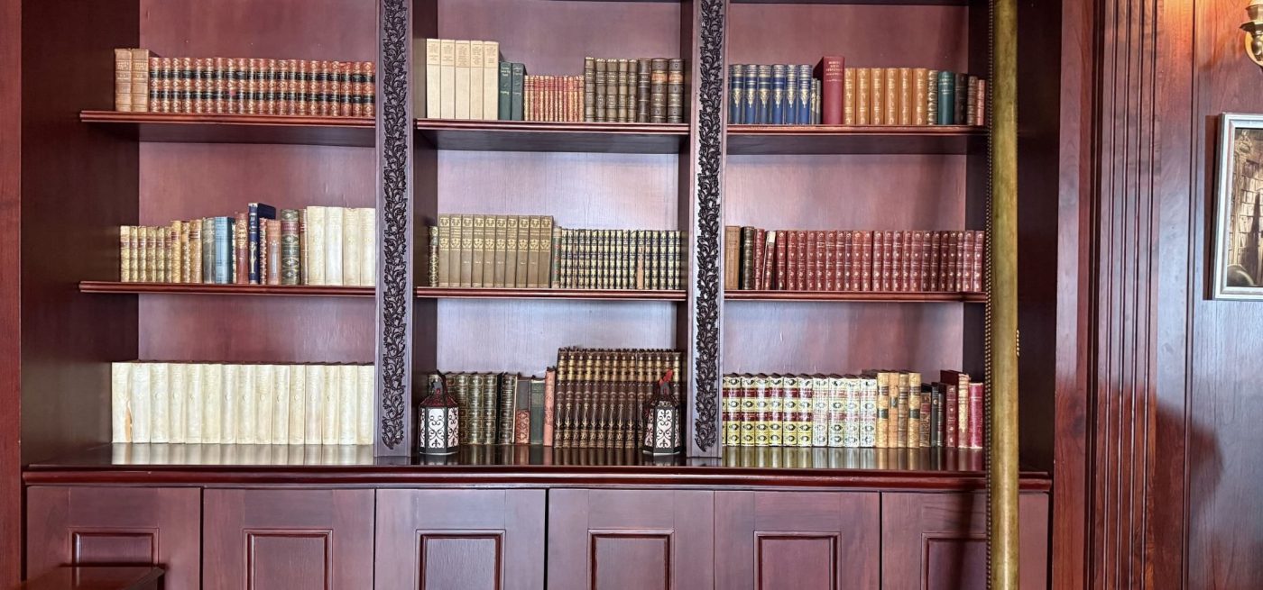 antique books in a library